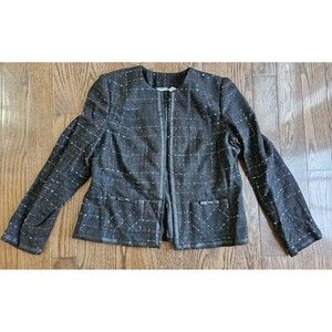 Hillard & Hanson Womens Size 12 Open Face Blazer Black Knit Blazer, Vintage Y2k